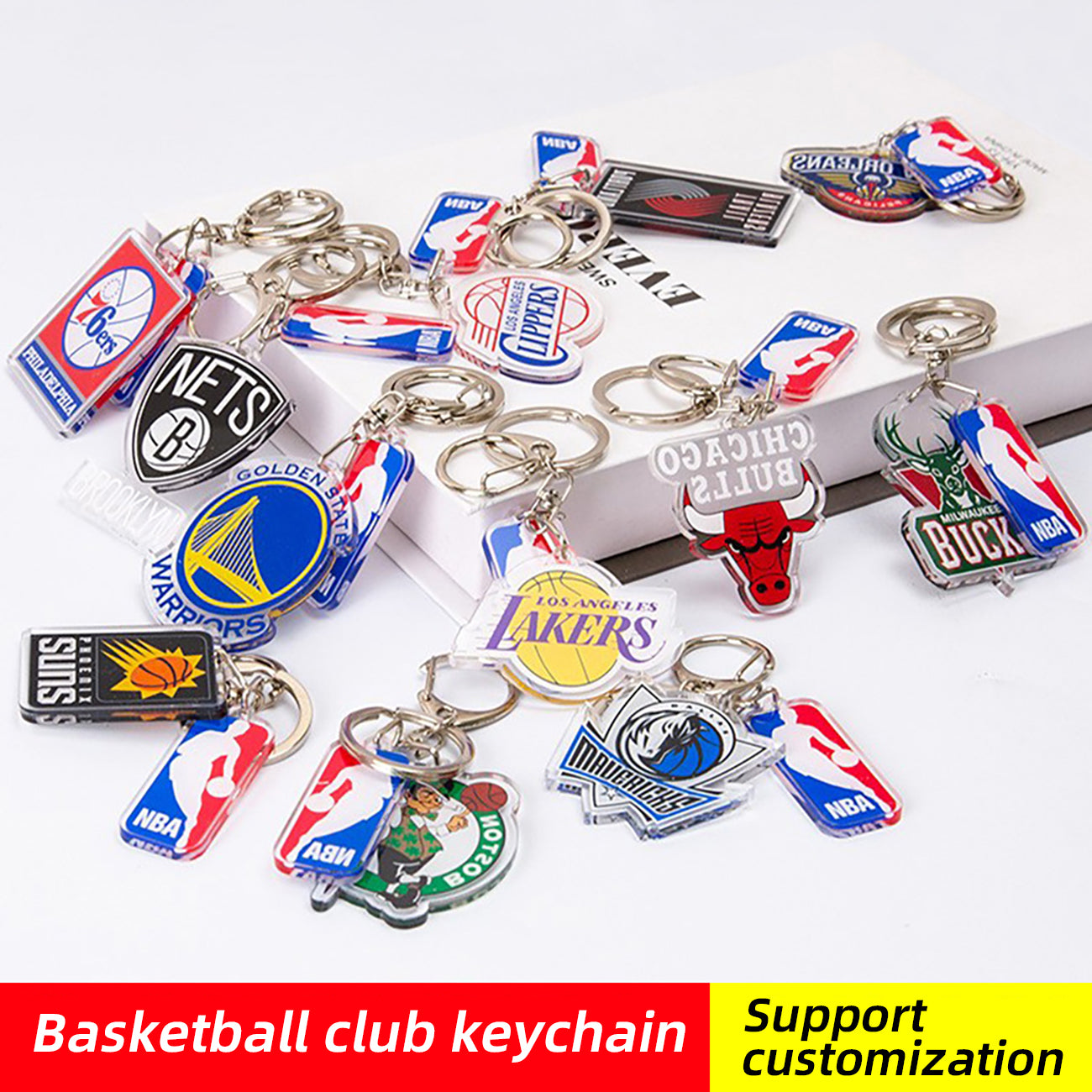 NBA Team Logo Keychains - Basketball Club Acrylic Keychains, Customizable Fan Merch for NBA Fans & Retailers