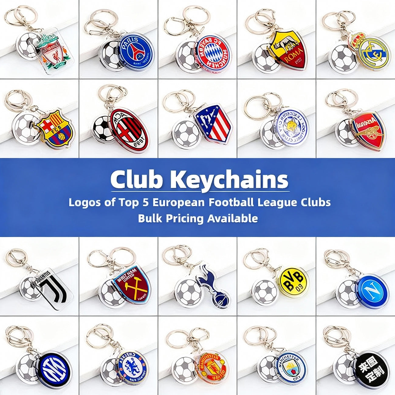 European Football Club Keychains - Soccer Team Logo Keychains, Bulk Pricing for Fans & Retailers