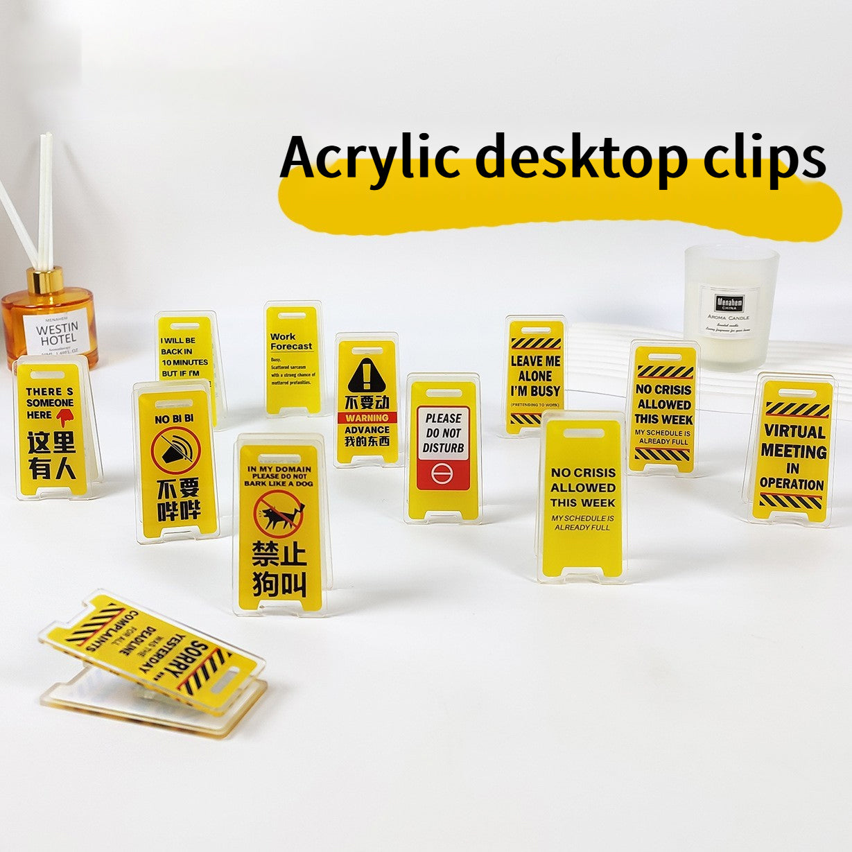 Humorous Acrylic Desktop Clips - Office Do Not Disturb Signs, Funny Desk Accessories for Work & Home