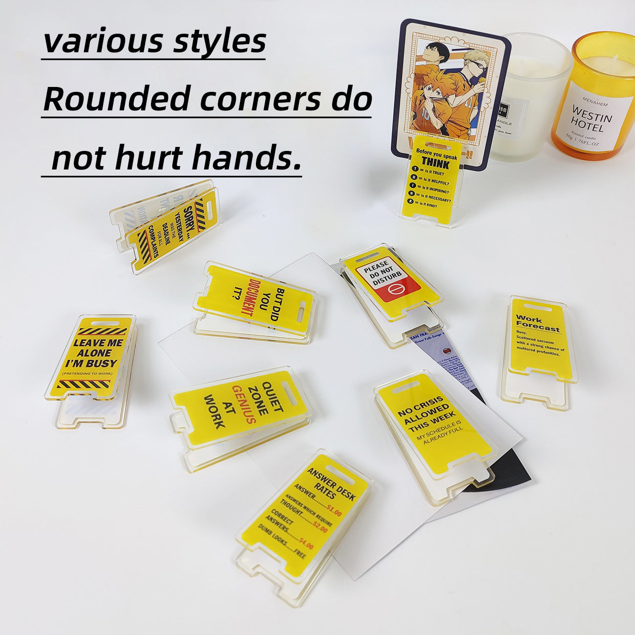 Humorous Acrylic Desktop Clips - Office Do Not Disturb Signs, Funny Desk Accessories for Work & Home