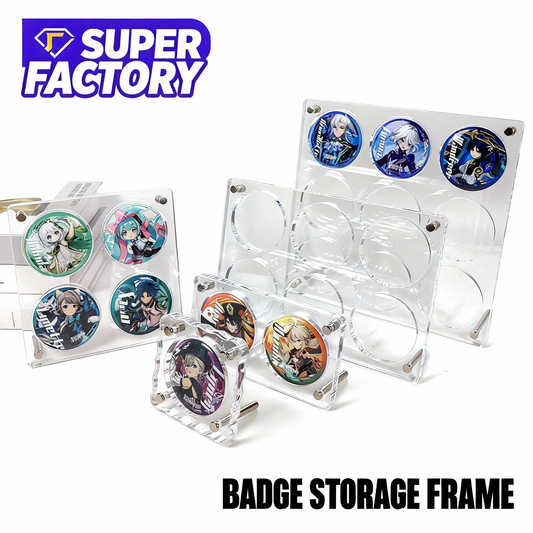 Acrylic Badge Storage Frame - Multi-Slot Collectible Pin Display Holder for Anime & Game Collectibles