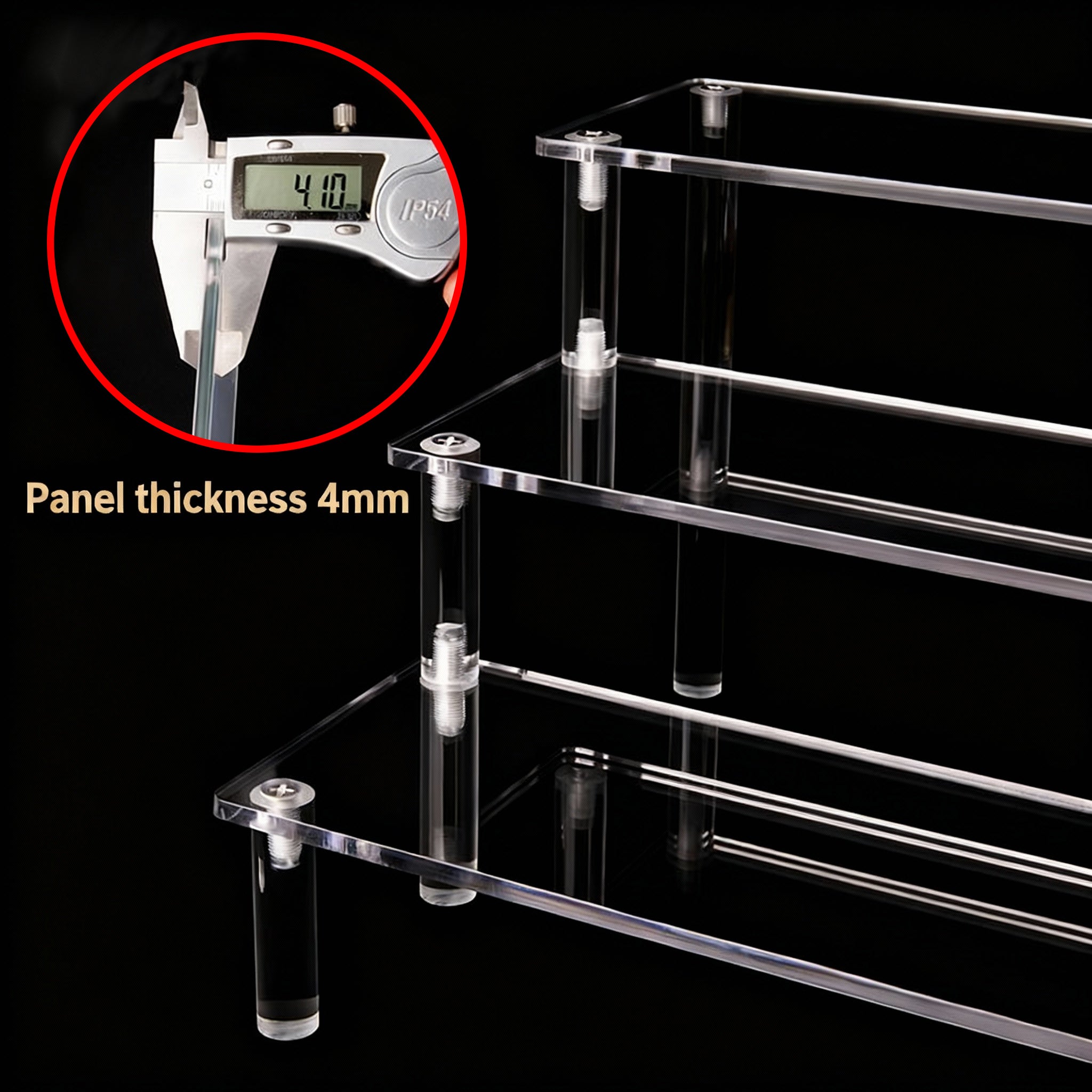 Beauty Live Stream Multi-Tiered Acrylic Display Rack - Clear Step Shelf for Makeup, Cosmetics Organization & Premium Product Showcasing