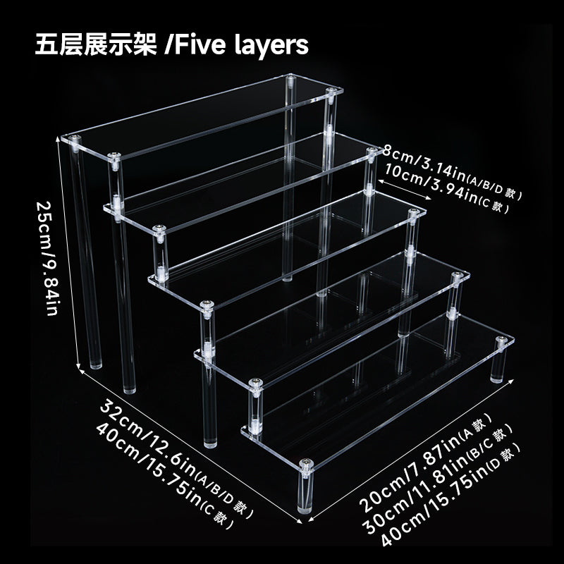 Beauty Live Stream Multi-Tiered Acrylic Display Rack - Clear Step Shelf for Makeup, Cosmetics Organization & Premium Product Showcasing