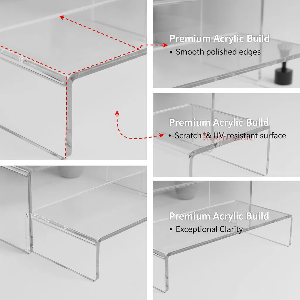 Clear Acrylic Tiered Display Stand - Perfect for Collectibles, Organize & Display Figurines, Perfumes, Small Plants with Ease