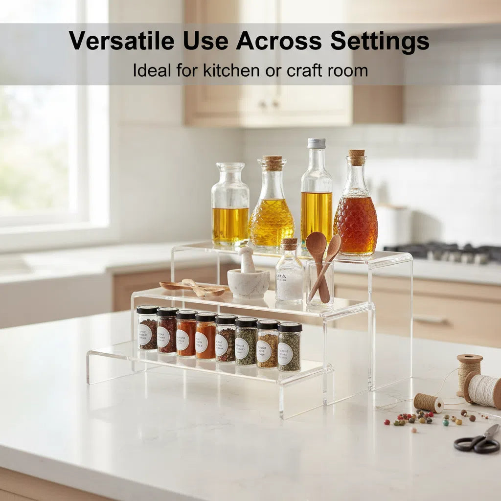 Clear Acrylic Tiered Display Stand - Perfect for Collectibles, Organize & Display Figurines, Perfumes, Small Plants with Ease