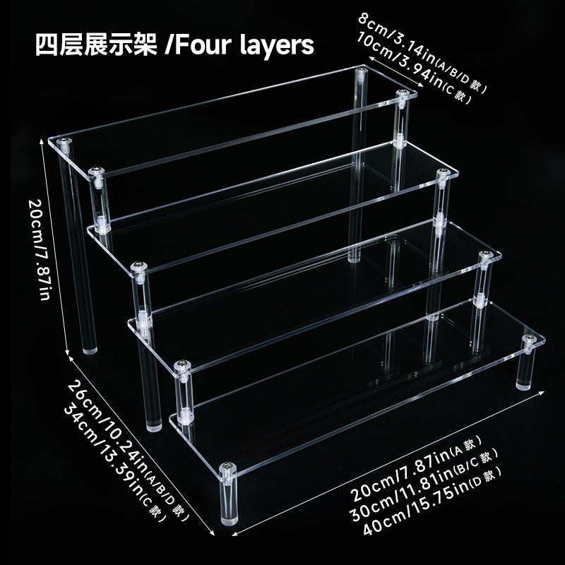 Beauty Live Stream Multi-Tiered Acrylic Display Rack - Clear Step Shelf for Makeup, Cosmetics Organization & Premium Product Showcasing